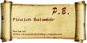 Pinzich Balambér névjegykártya